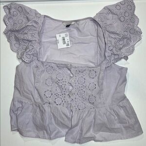 American Eagle Outfitters Lavender Eyelet Blouse